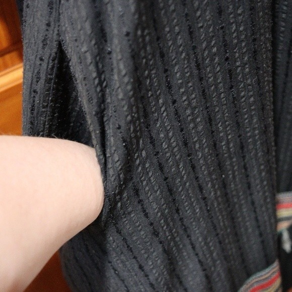 Ramona Rull Black Metallic Stripe Balloon Sleeve Vintage Dress 1X Retro - Picture 9 of 16